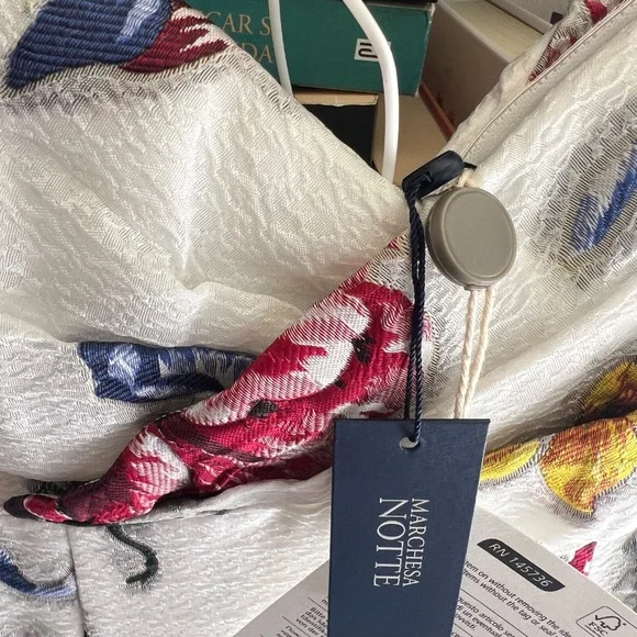 Marchesa Notte Off-the-shoulder brocade midi dress - Picture 3 of 7